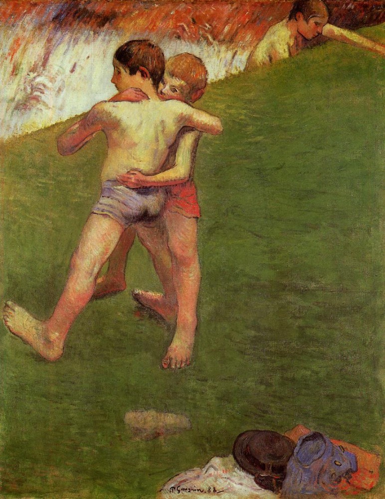 Breton Boys Wrestling by Eugène Henri Paul Gauguin