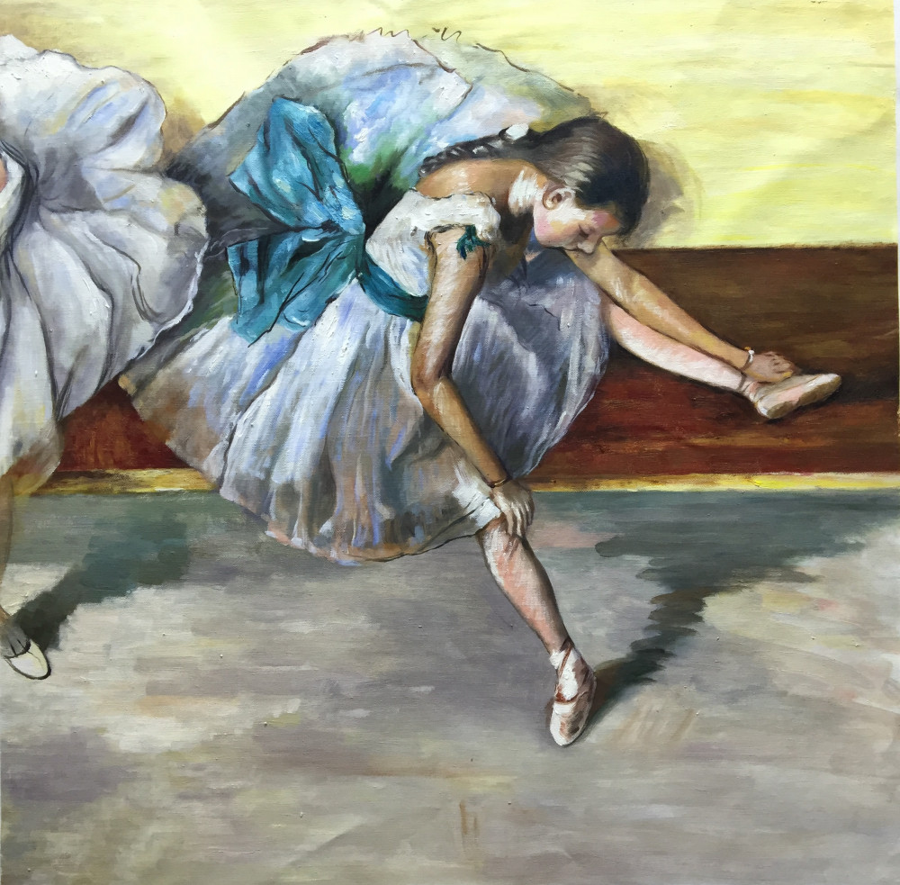 Danseuse au repos after Edgar Degas, 20” x 20” unframed £315