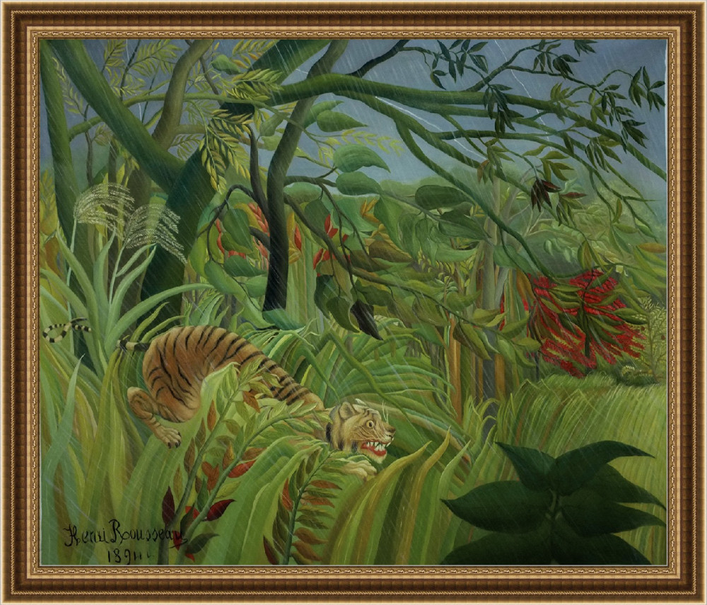 Surprised! after Henri Rousseau in bespoke “City Gallery” gold frame