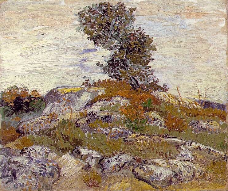 Rocks with Oak Tree by Vincent van Gogh