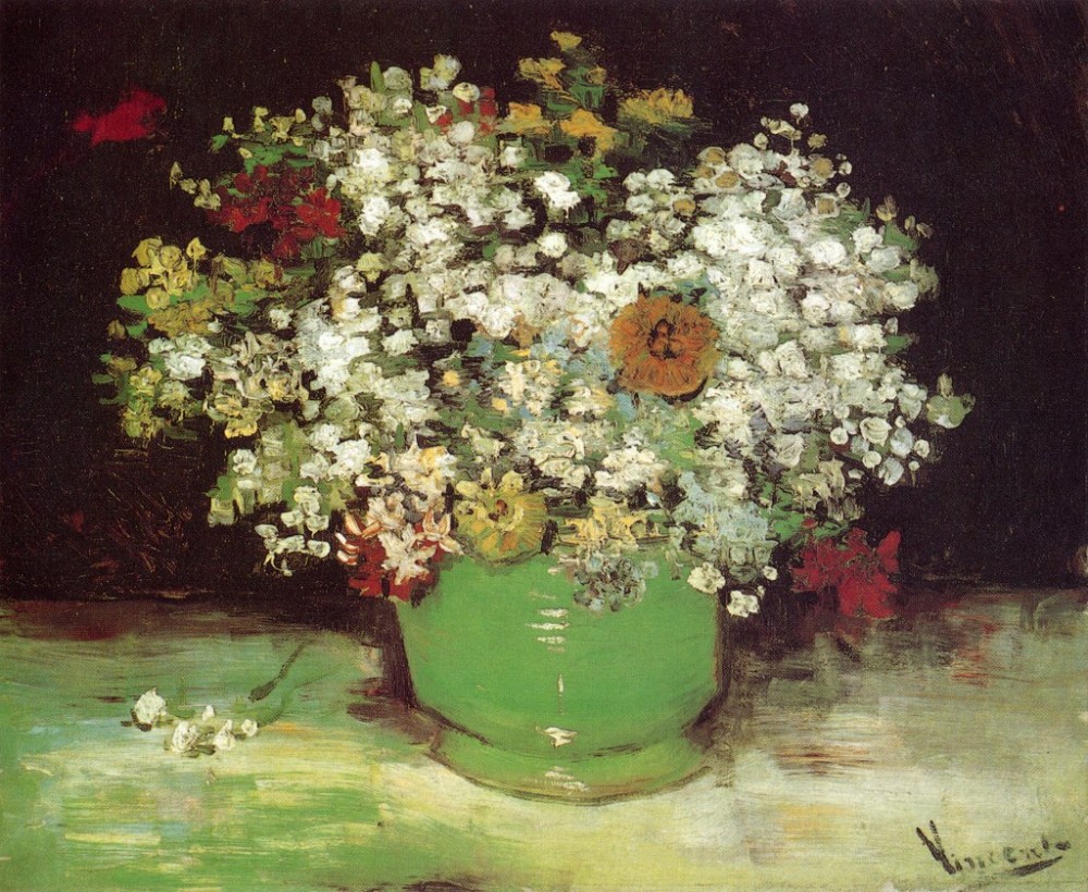 Vase with Zinnias and Other Flowers by Vincent van Gogh