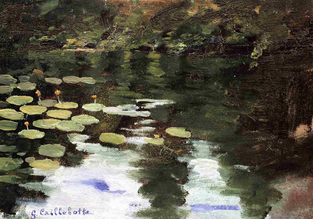 Yerres, on the Pond, Water Lilies by Gustave Caillebotte