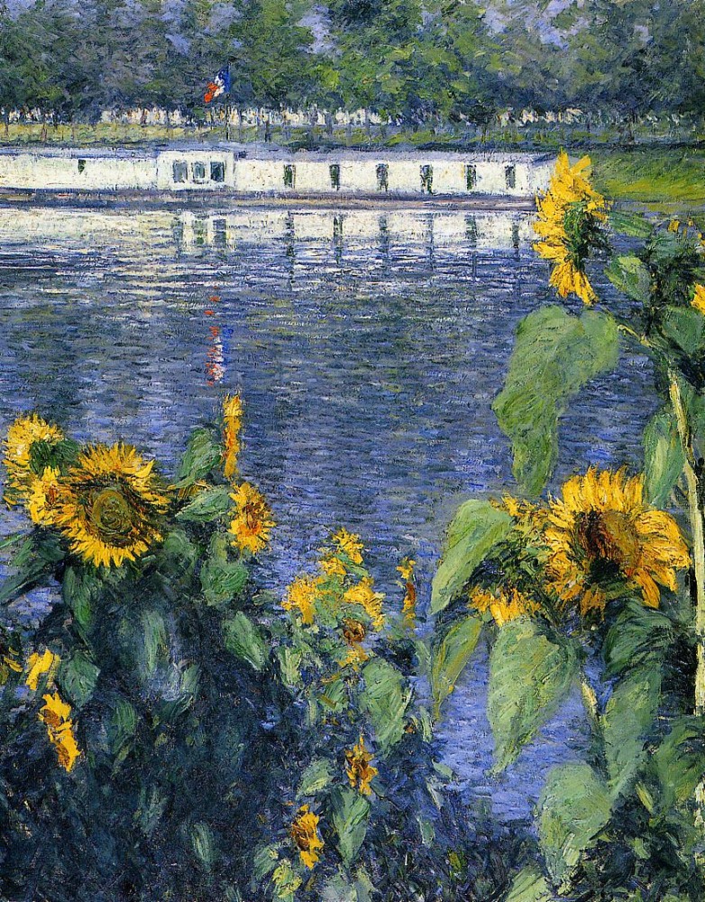 Sunflowers on the Banks of the Seine by Gustave Caillebotte