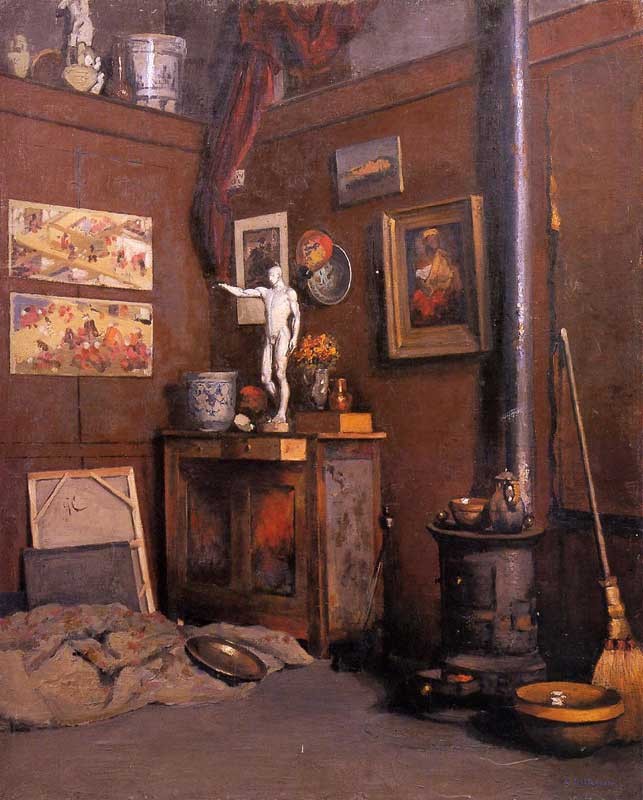 Interior of a Studio with Stove by Gustave Caillebotte