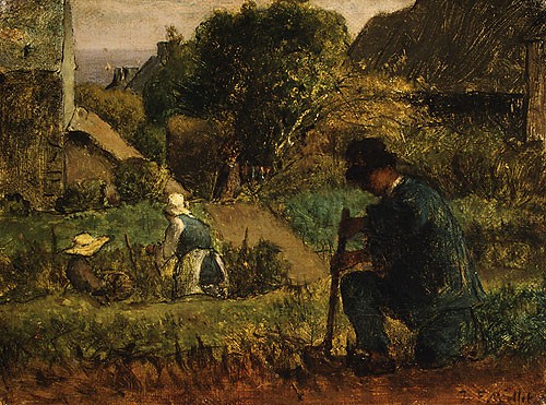 Garden Scene by Jean-François Millet
