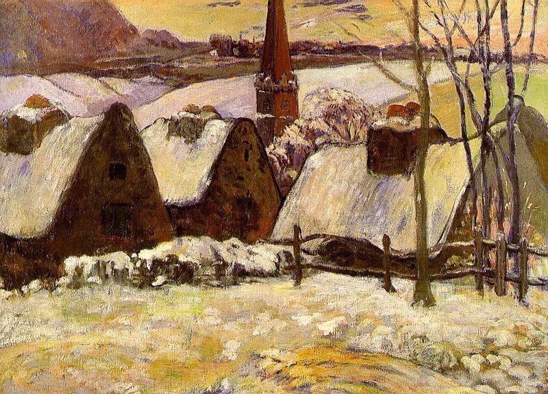 Breton Village In The Snow by Eugène Henri Paul Gauguin