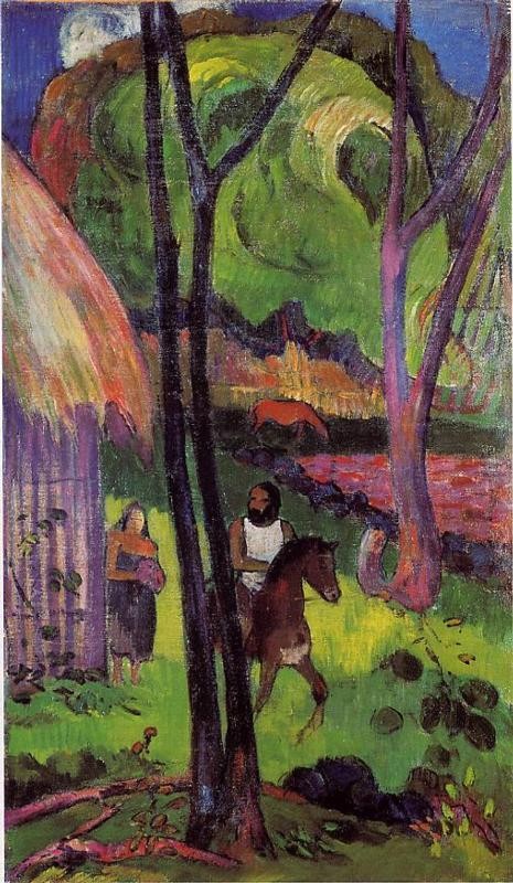 Cavalier Devant La Case by Eugène Henri Paul Gauguin