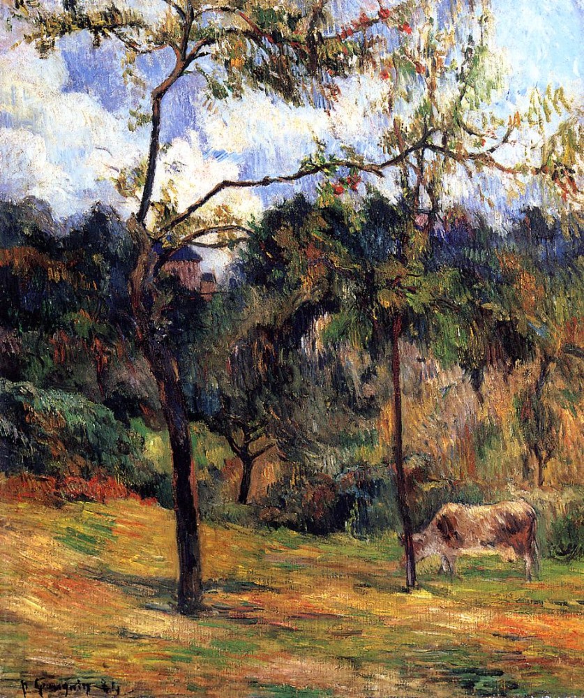 Cow In A Meadow, Rouen by Eugène Henri Paul Gauguin