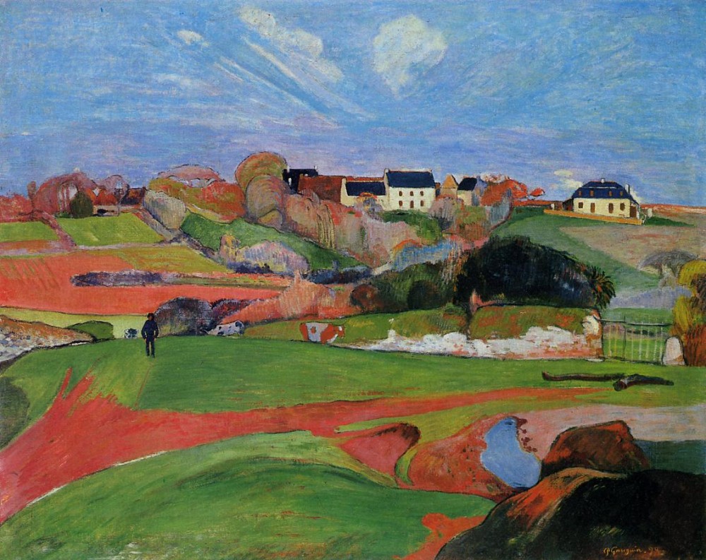 Fields At Le Pouldu by Eugène Henri Paul Gauguin