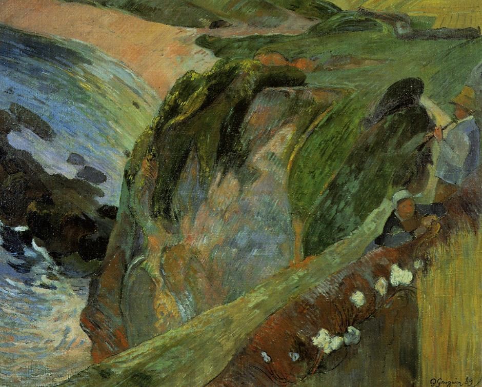 Flutist On The Cliffs by Eugène Henri Paul Gauguin