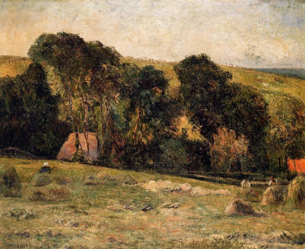 Haymaking Near Dieppe by Eugène Henri Paul Gauguin