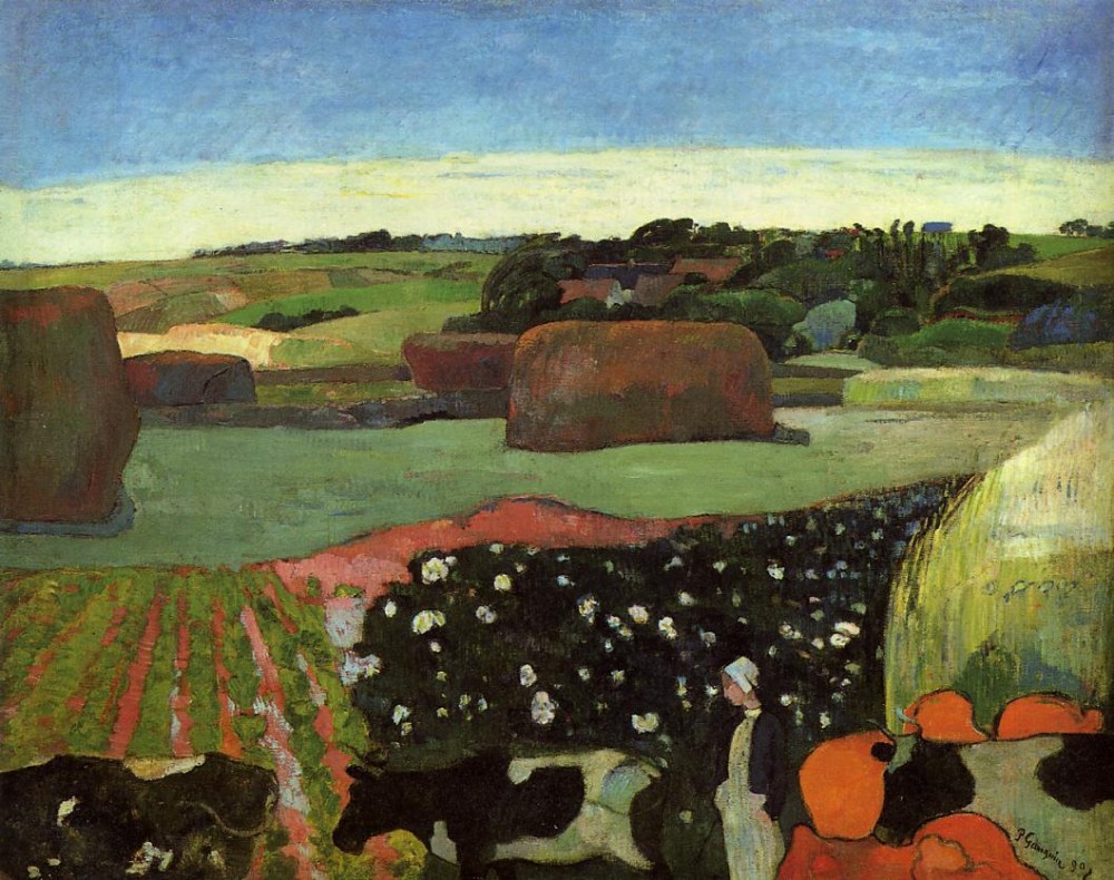 Haystacks in Britanny by Eugène Henri Paul Gauguin
