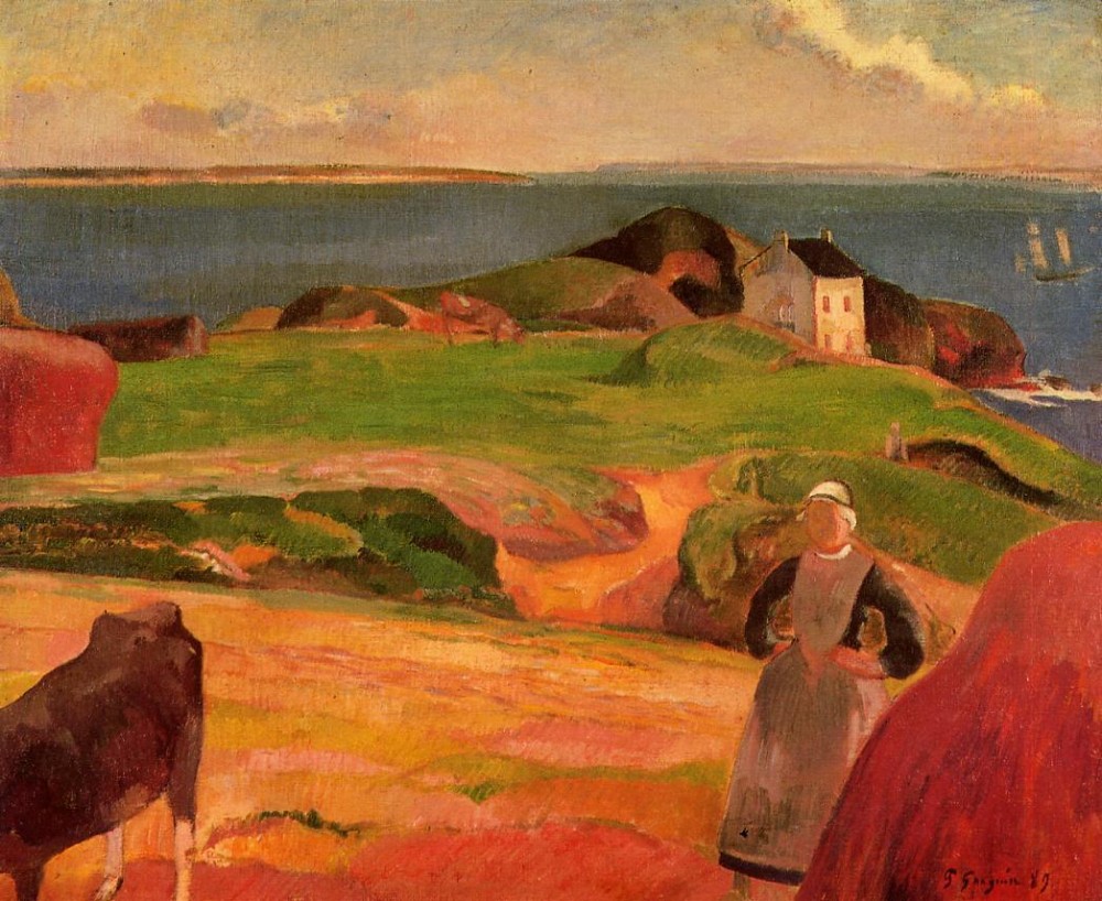 Landscape At Le Pouldu - The Isolated House by Eugène Henri Paul Gauguin