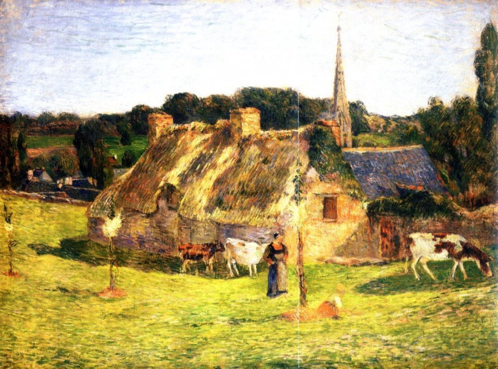 Lollichon Field And Pont-Aven Church by Eugène Henri Paul Gauguin