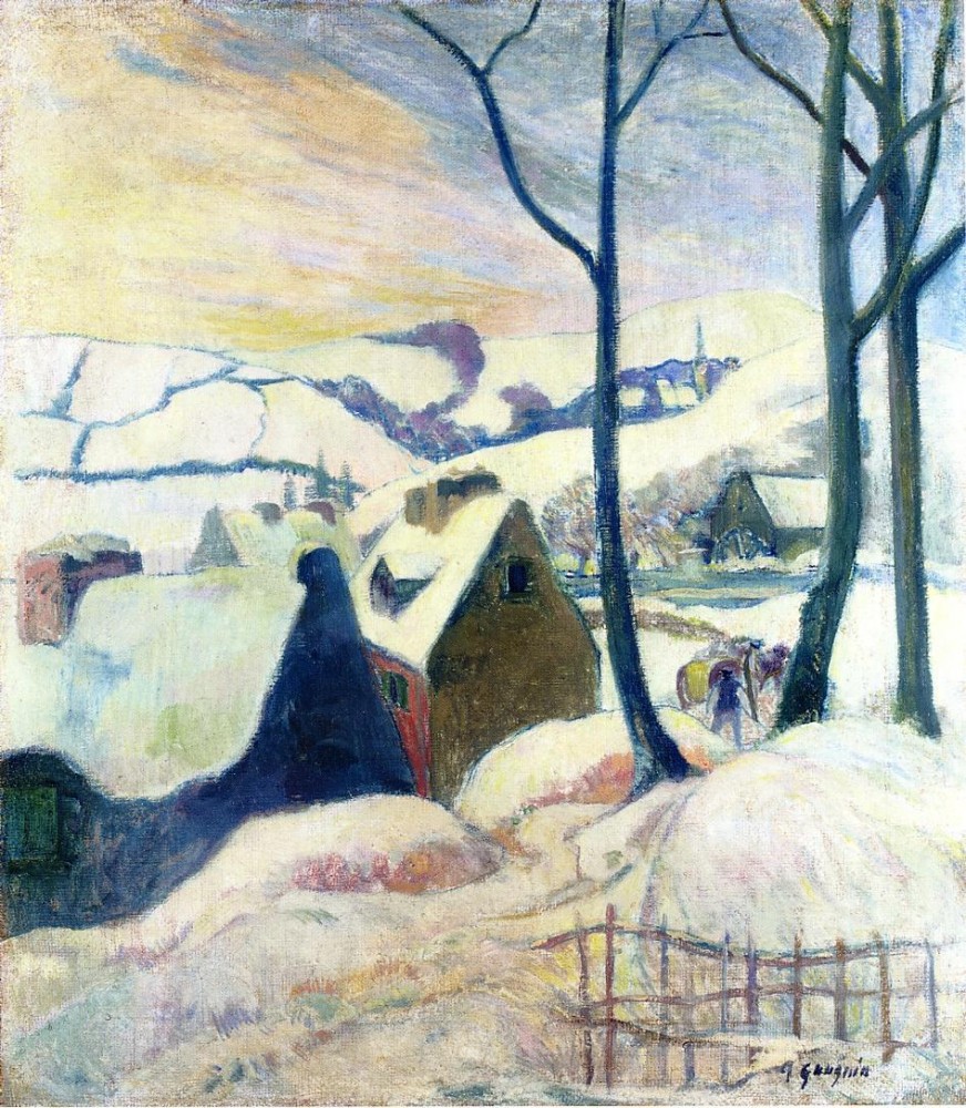 Village In The Snow by Eugène Henri Paul Gauguin