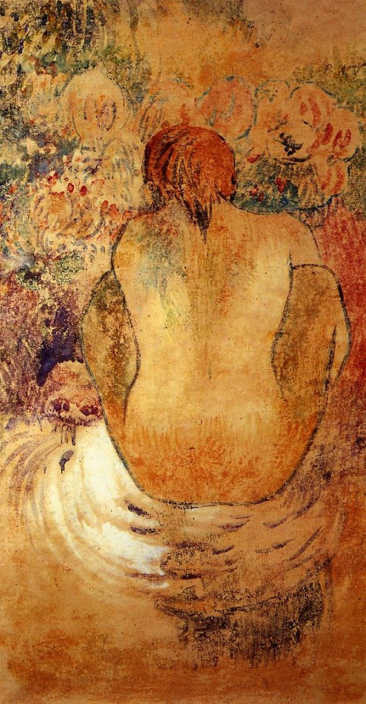 Crouching Marquesan Woman See from the Back by Eugène Henri Paul Gauguin