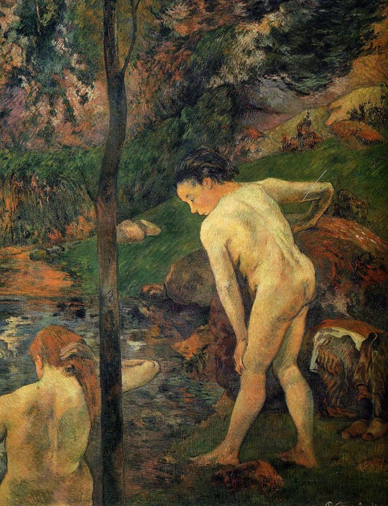 Two Girls Bathing by Eugène Henri Paul Gauguin