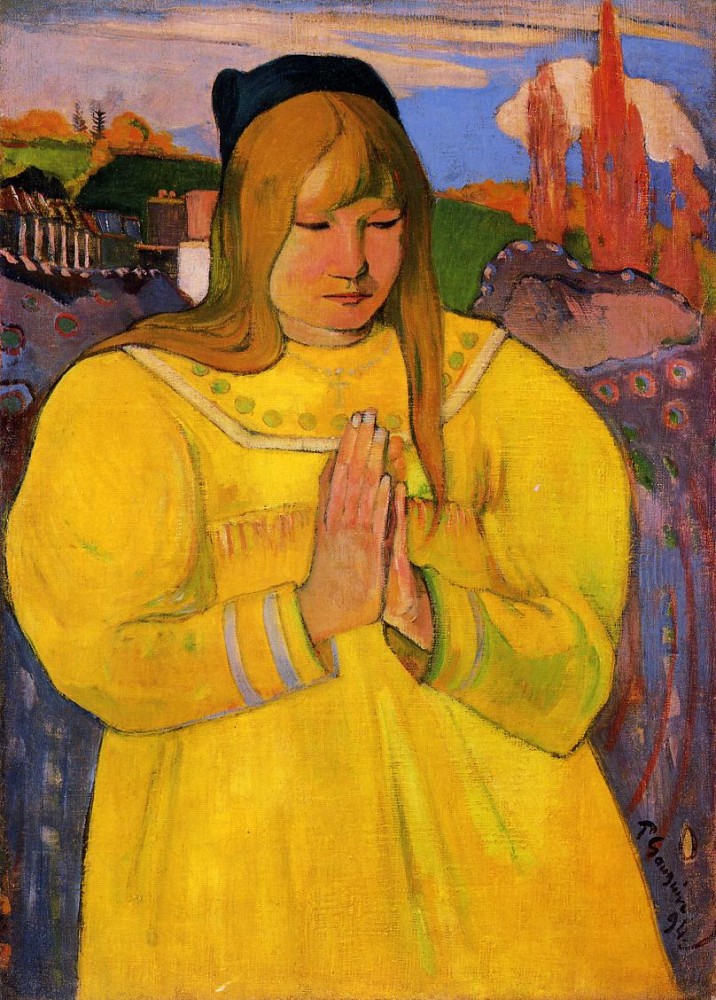 Breton Woman In Prayer by Eugène Henri Paul Gauguin