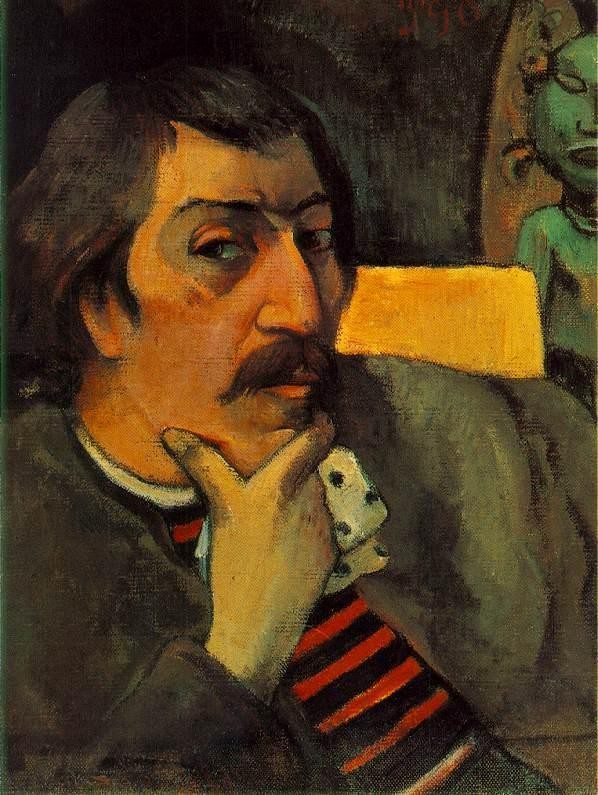Portrait Of The Artist With The Idol by Eugène Henri Paul Gauguin