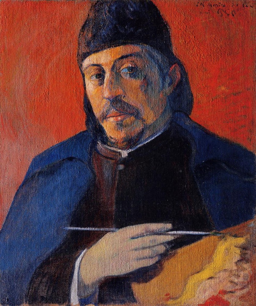 Self Portrait With Palette by Eugène Henri Paul Gauguin