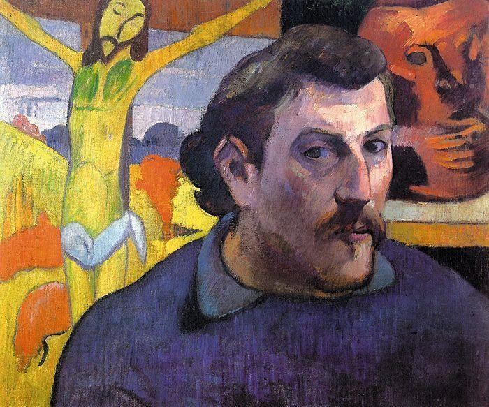 Self Portrait With Yellow Christ by Eugène Henri Paul Gauguin