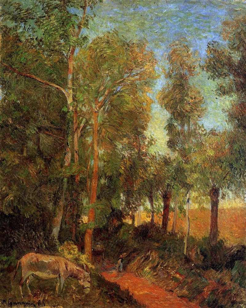 Donkey By The Lane by Eugène Henri Paul Gauguin