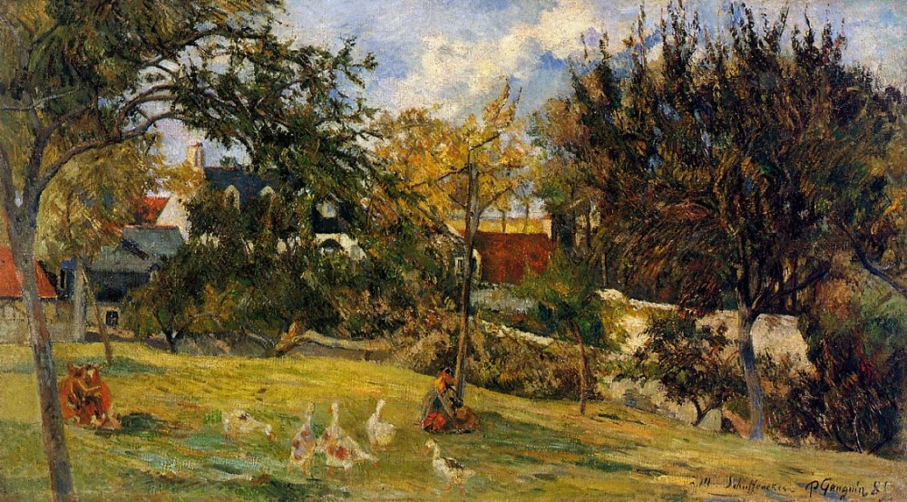 Geese In The Meadow by Eugène Henri Paul Gauguin