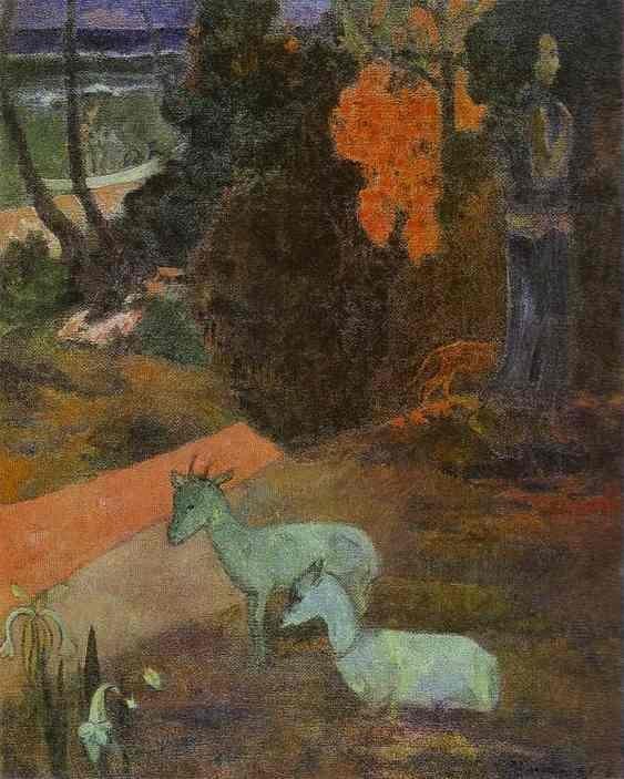 Landscape With Two Goats by Eugène Henri Paul Gauguin