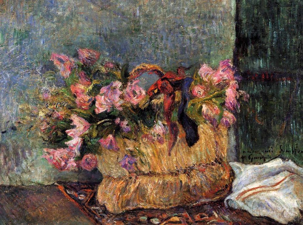 Basket Of Flowers by Eugène Henri Paul Gauguin