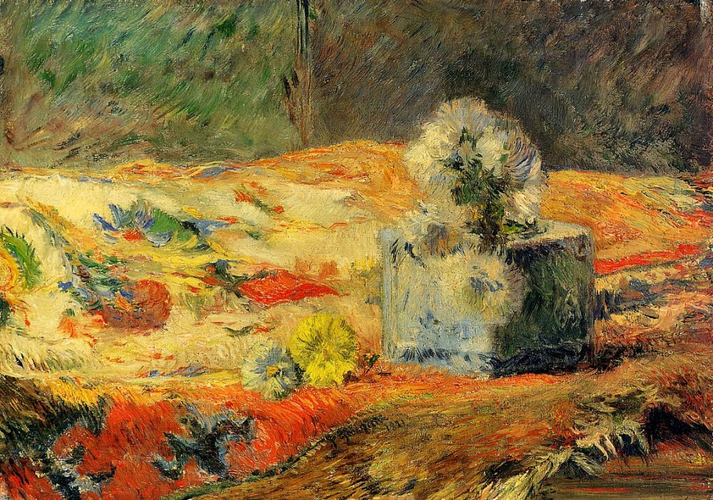 Flowers And Carpet II by Eugène Henri Paul Gauguin