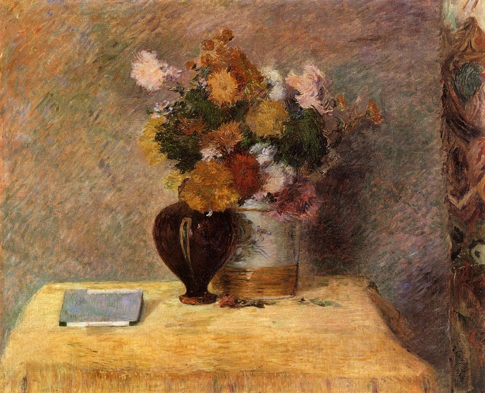 Flowers And Japanese Book by Eugène Henri Paul Gauguin