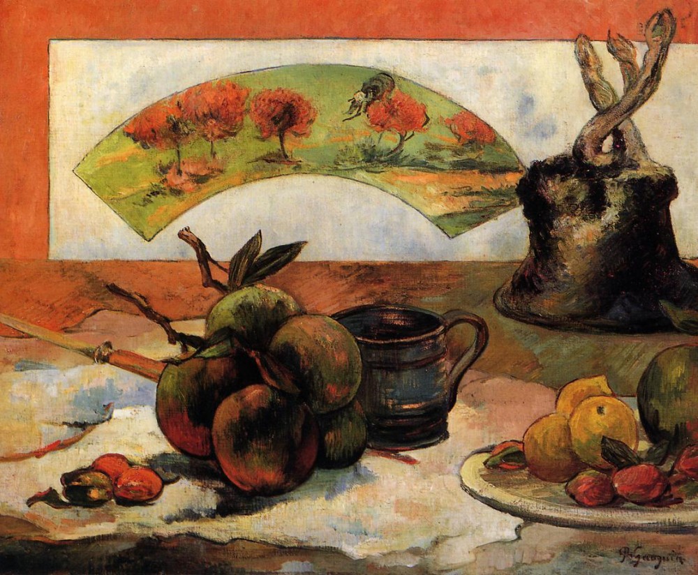Still Life With Fan by Eugène Henri Paul Gauguin