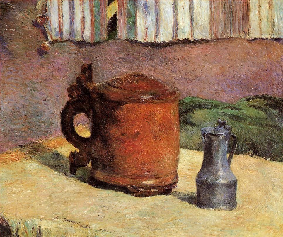 Still, Clay Jug and Iron Mug by Eugène Henri Paul Gauguin