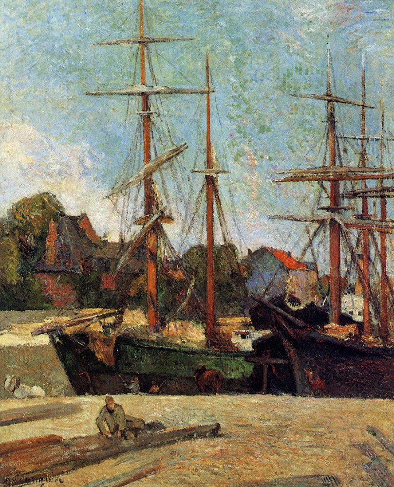 Schooner And Three-Master by Eugène Henri Paul Gauguin