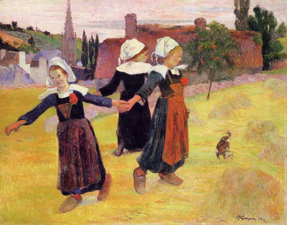 Breton Girls Dancing aka Dancing a Round in the Haystacks by Eugène Henri Paul Gauguin