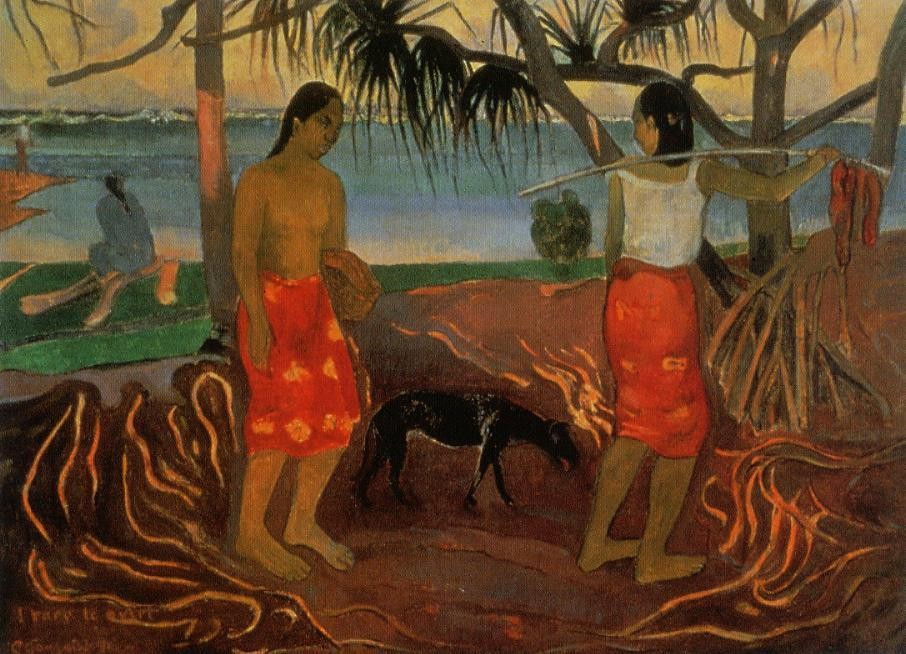 Beneath The Pandanus Tree by Eugène Henri Paul Gauguin