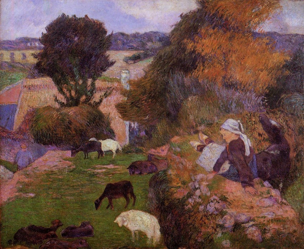 Breton Shepherdess by Eugène Henri Paul Gauguin