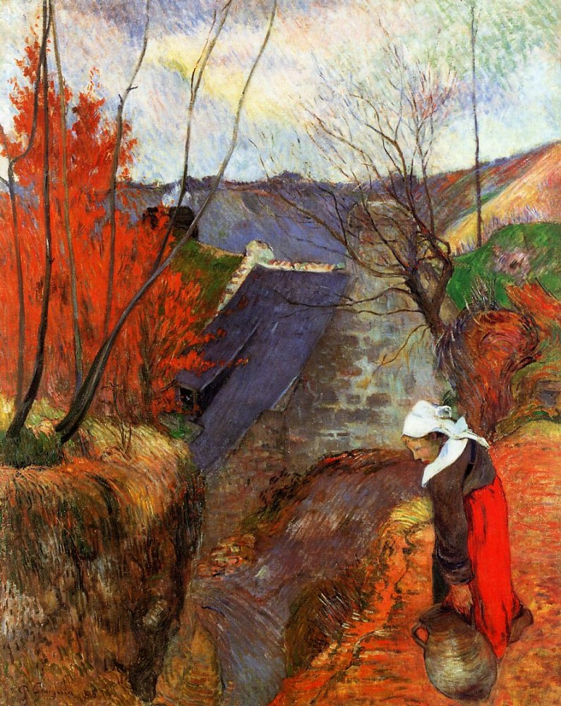 Breton Woman With Pitcher by Eugène Henri Paul Gauguin