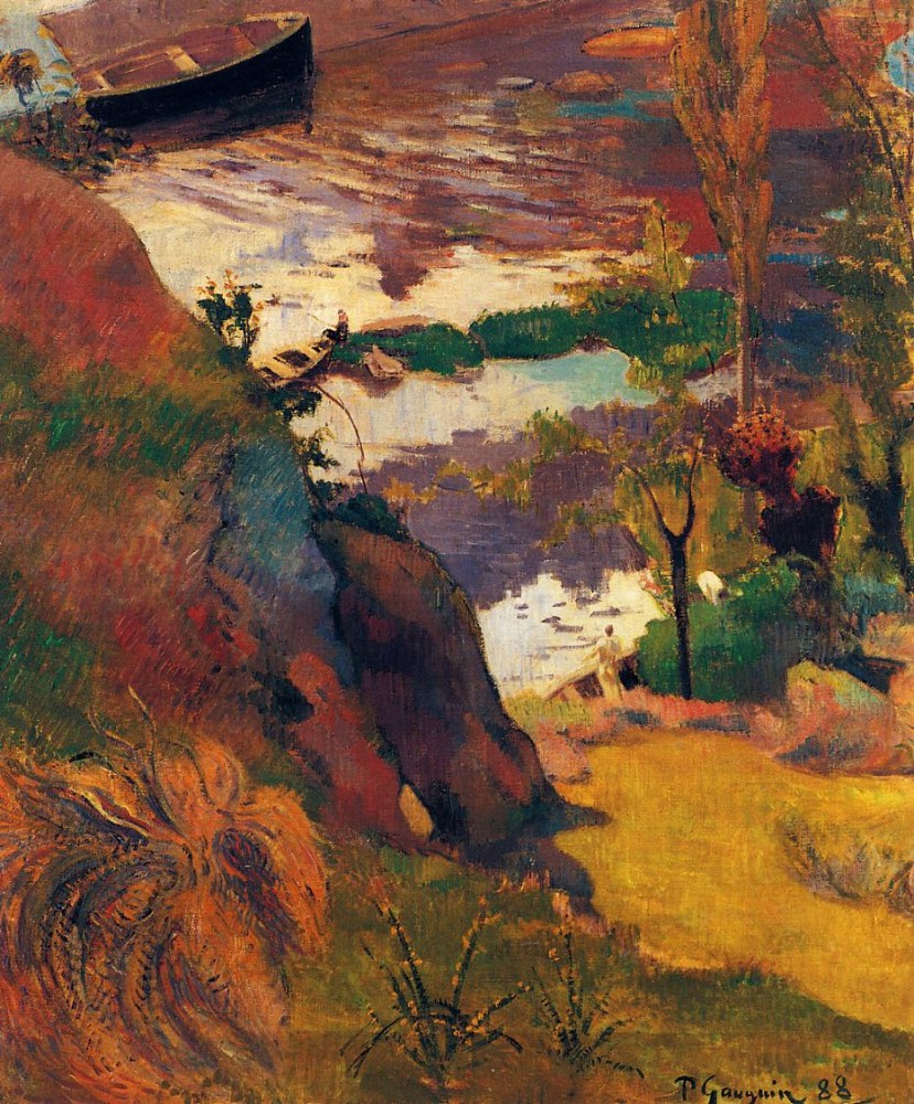 Fisherman And Bathers On The Aven by Eugène Henri Paul Gauguin