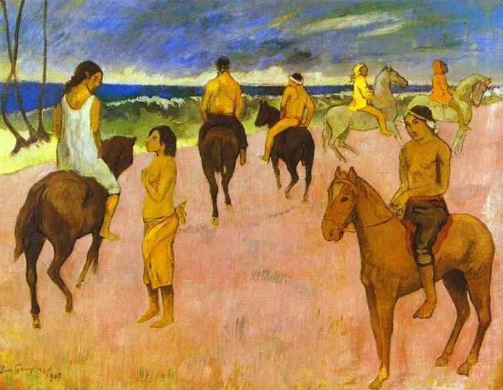Horsemen On The Beach by Eugène Henri Paul Gauguin