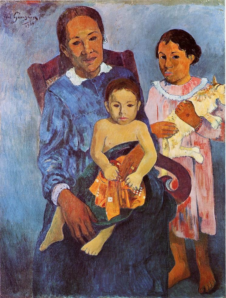 Tahitian Woman And Two Children by Eugène Henri Paul Gauguin