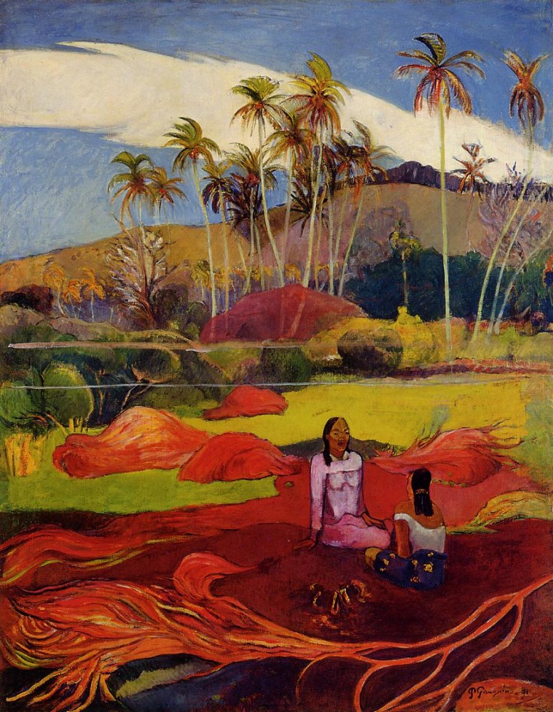 Tahitian Women Under The Palms by Eugène Henri Paul Gauguin