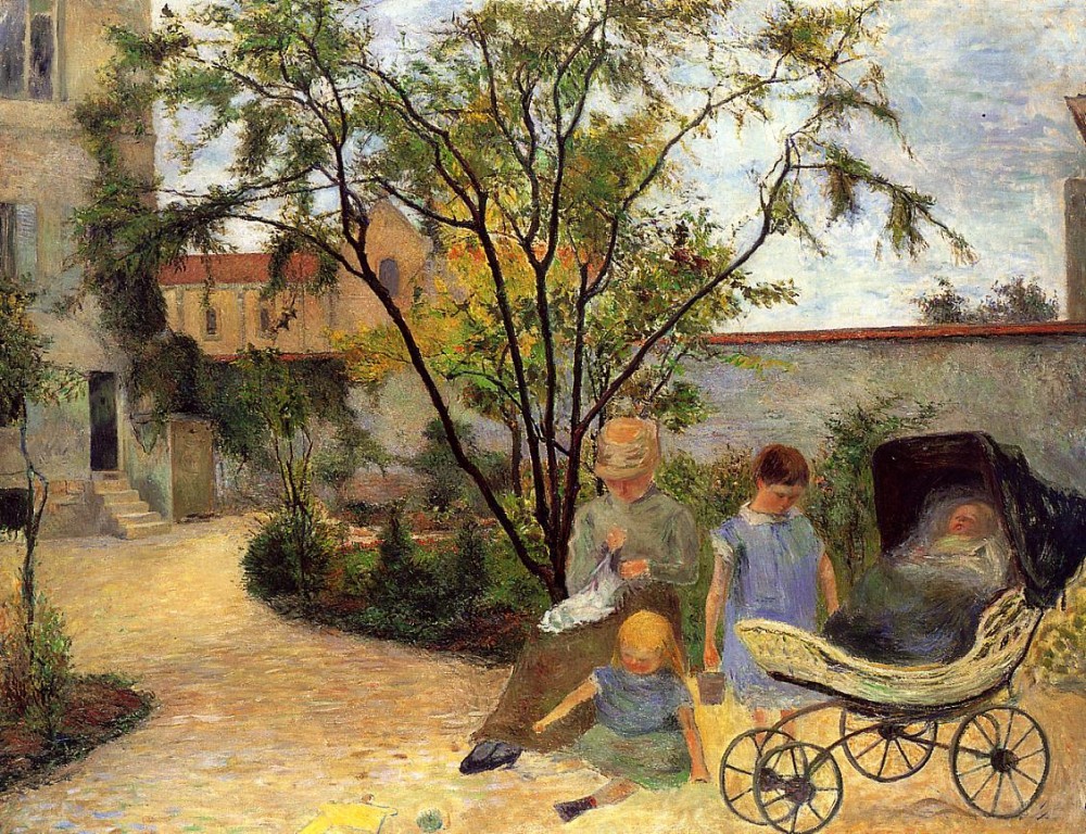 The Family In The Garden, Rue Carcel by Eugène Henri Paul Gauguin