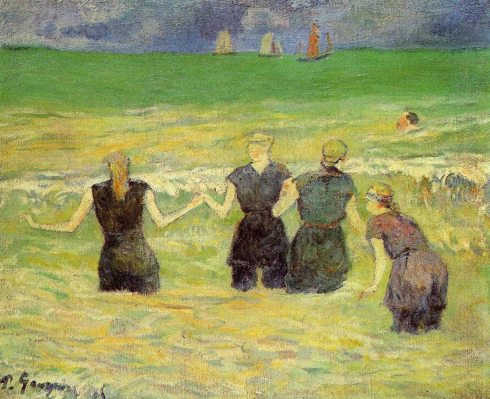 Women Bathing, Dieppe by Eugène Henri Paul Gauguin