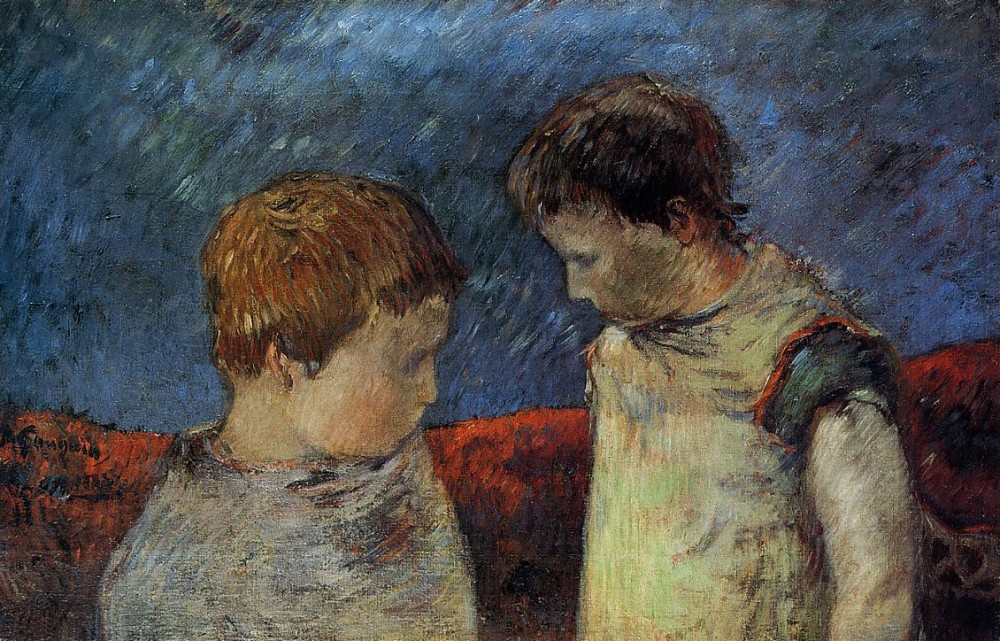 Aline Gauguin And One Of Her Brothers by Eugène Henri Paul Gauguin