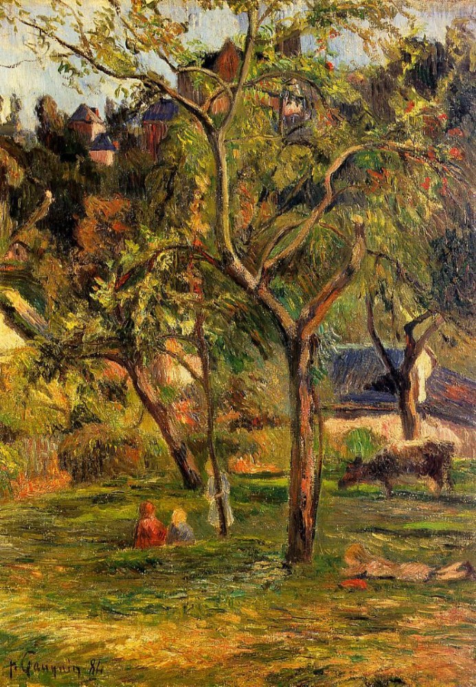 Children In The Pasture by Eugène Henri Paul Gauguin
