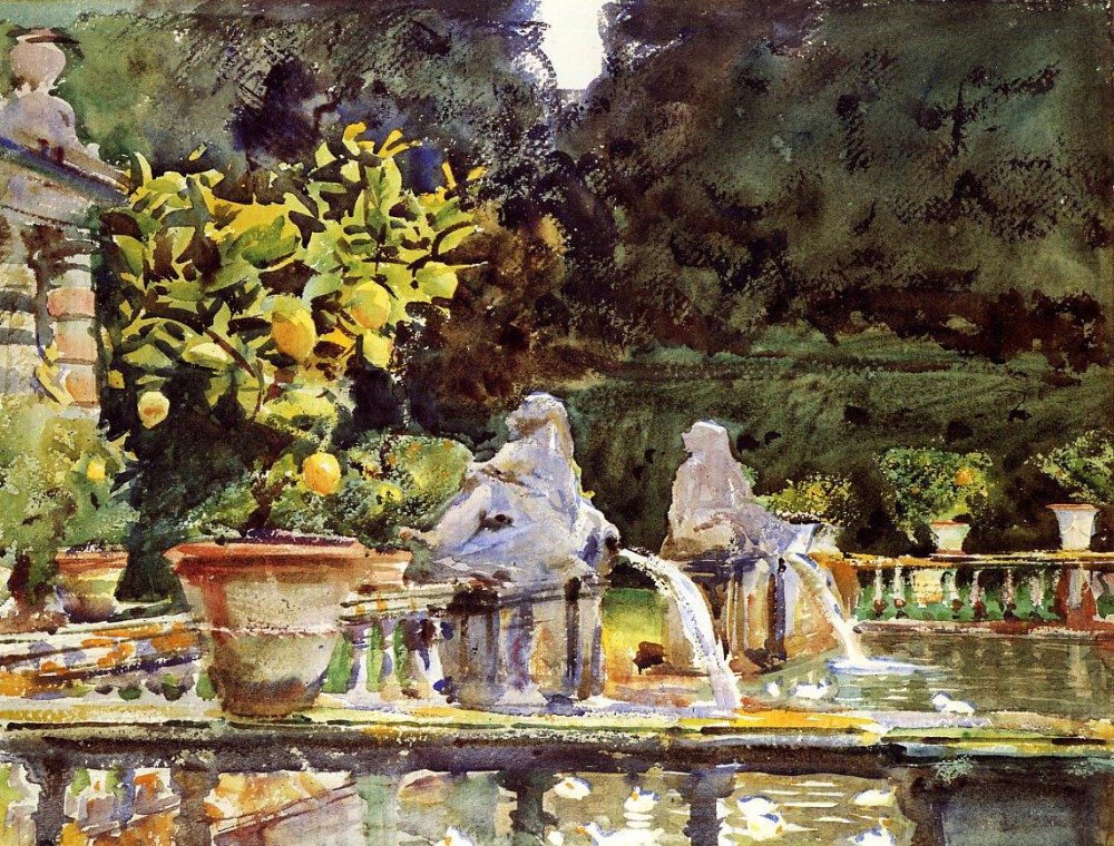 Villa de Marlia A Fountain by John Singer Sargent