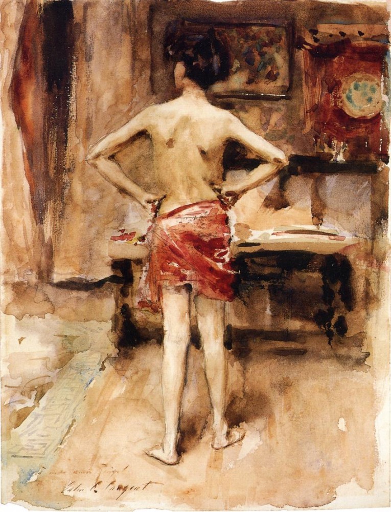 The Model Interior with Standing Figure by John Singer Sargent