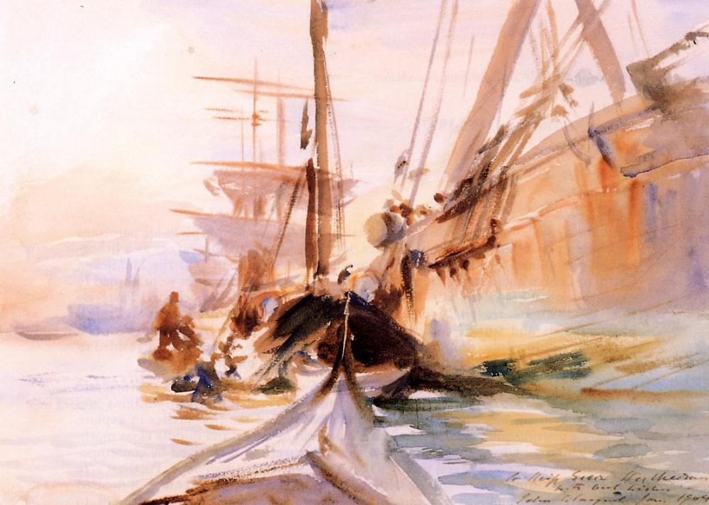 Unloading Boats Venice by John Singer Sargent