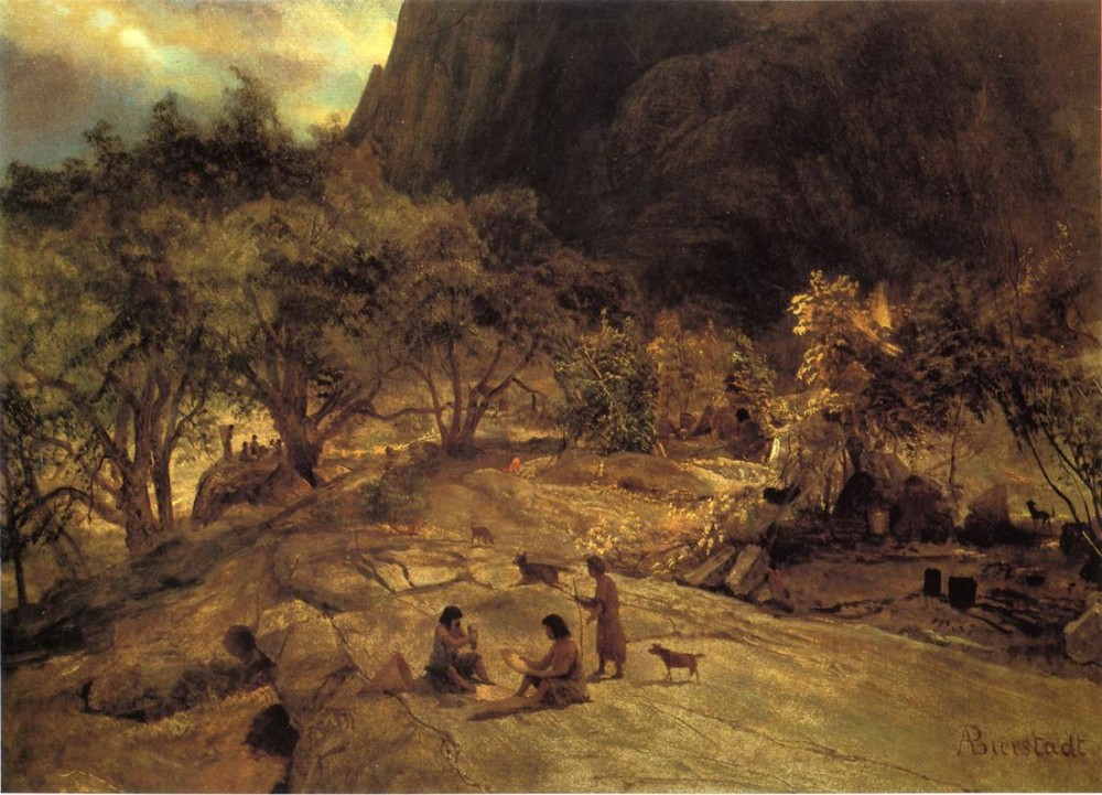 Indian Encampment Yosemite Valley California by Albert Bierstadt
